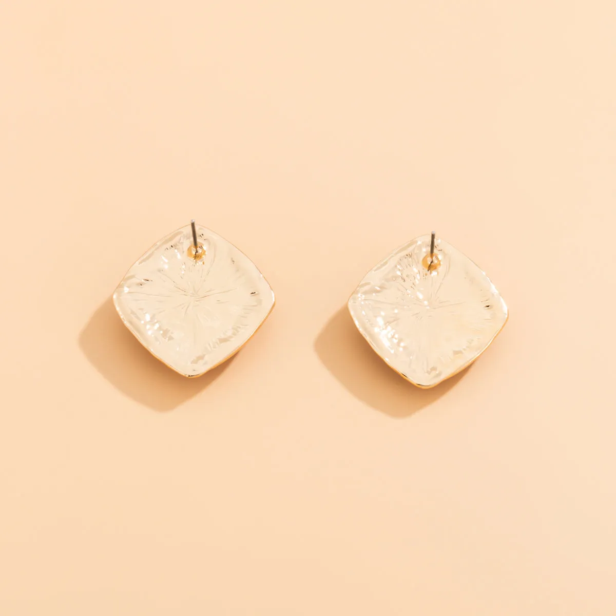 Red Enamel & Pearl 18K Gold-Plated Rhombus Stud Earrings