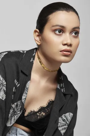 Roma Narsinghani Daisy Choker Choker The piece is set in brass, hand set with swarvoski in 18KT gold finesse. Each piece is unique and handcrafted by our artisans. RNLOVE14