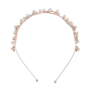 Rose Gold Wire Pearl Crystal Headband