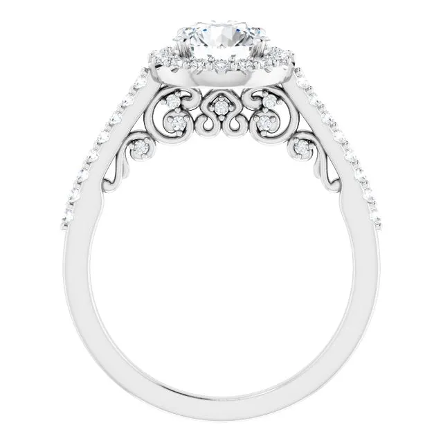 Round Diamond Halo Engagement Ring