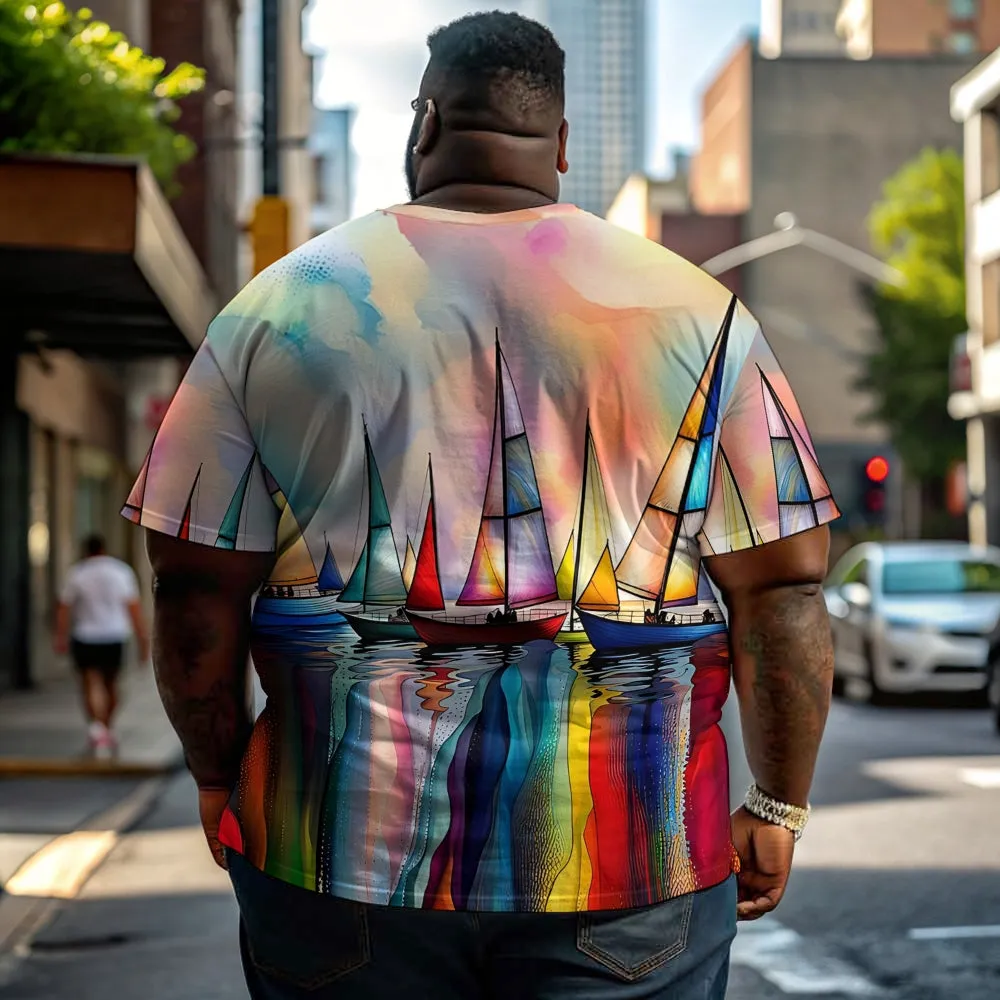 Sailboat Men's Casual Printed Short Sleeve T-Shirt 2408003483