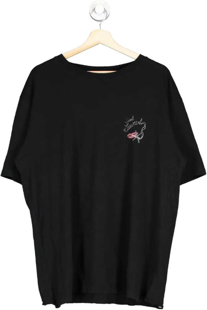 Saint Laurent Black Graphic Print T-Shirt XL