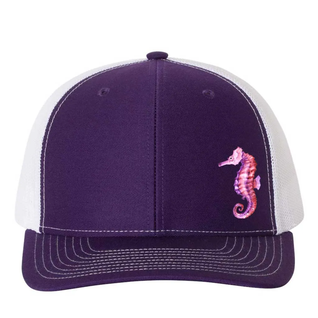 Seahorse Trucker Hat Purple/White