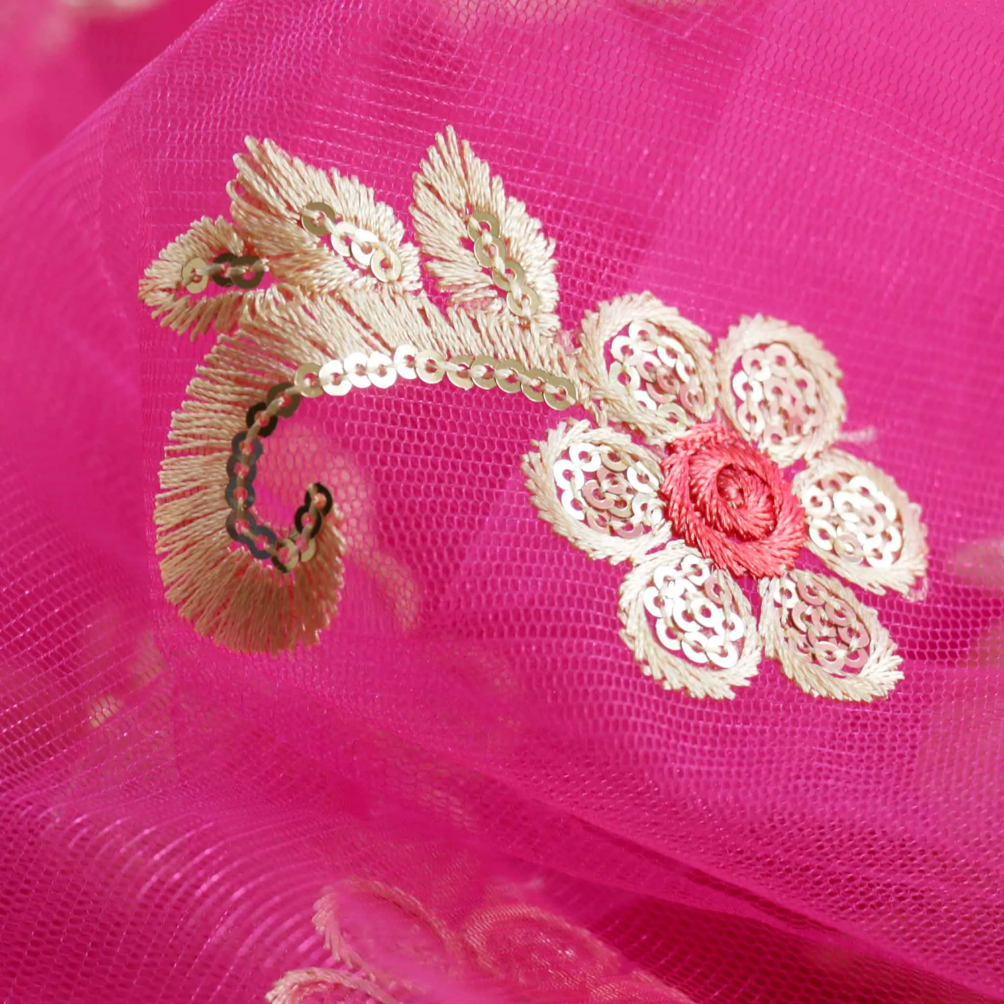 Sequin Tulle Fabric  - Red or pink