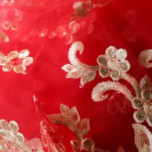 Sequin Tulle Fabric  - Red or pink