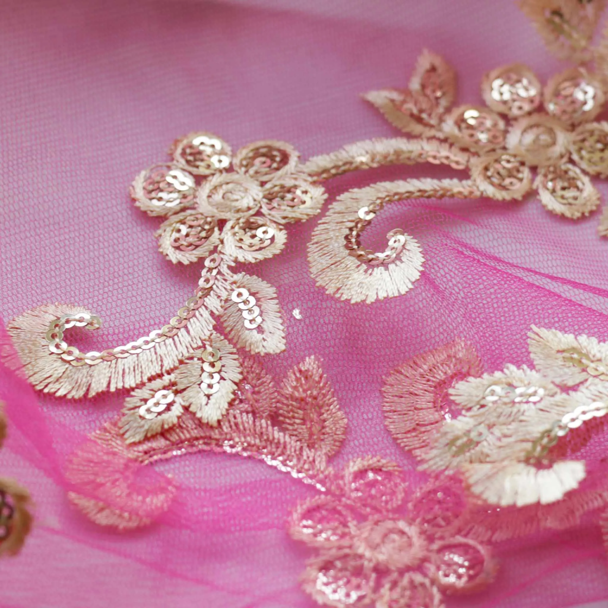 Sequin Tulle Fabric  - Red or pink