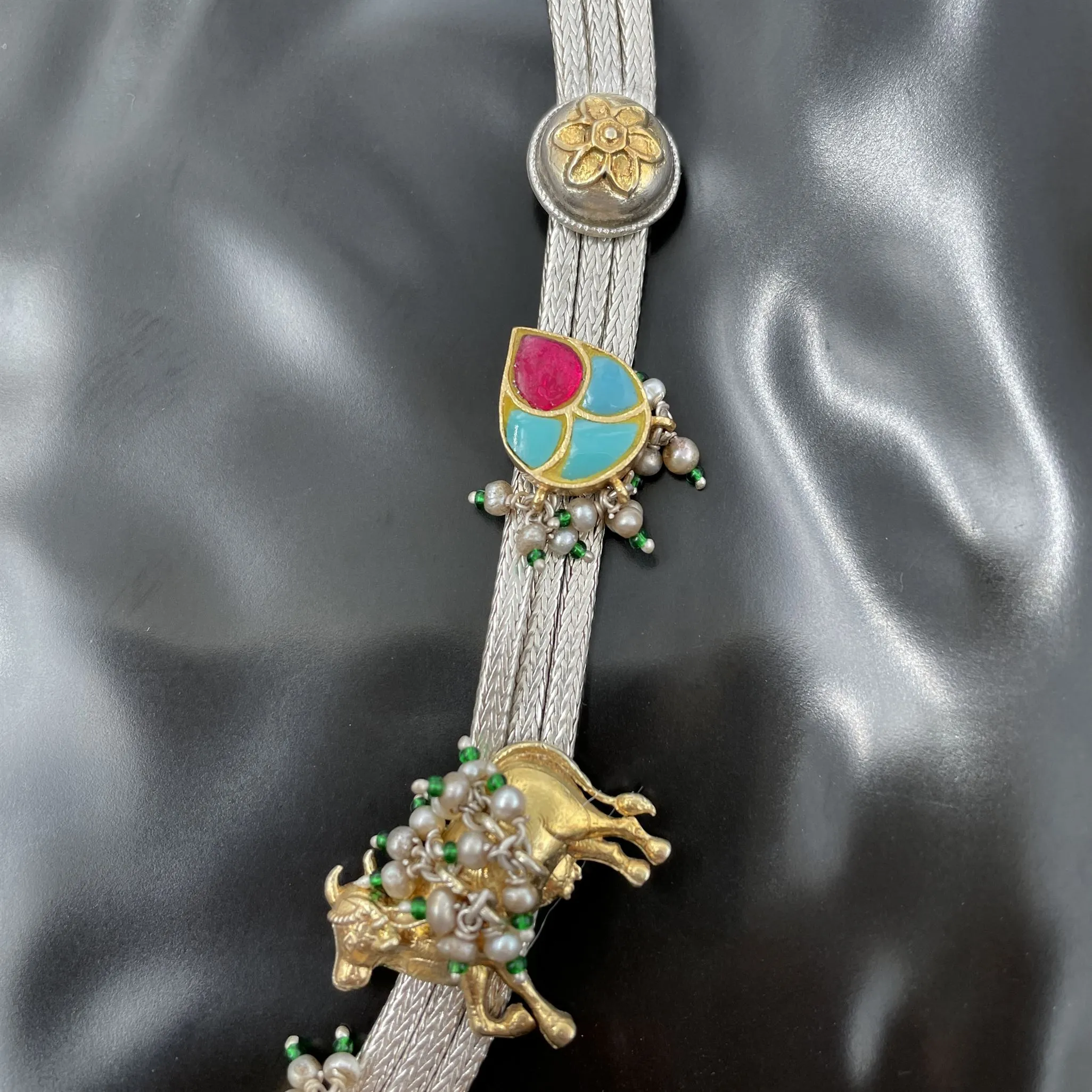 Sheetal Zaveri   I   Aish Necklace (3 Lines) Hancrafted Earrings, Natural pearls used.  SZ-N41