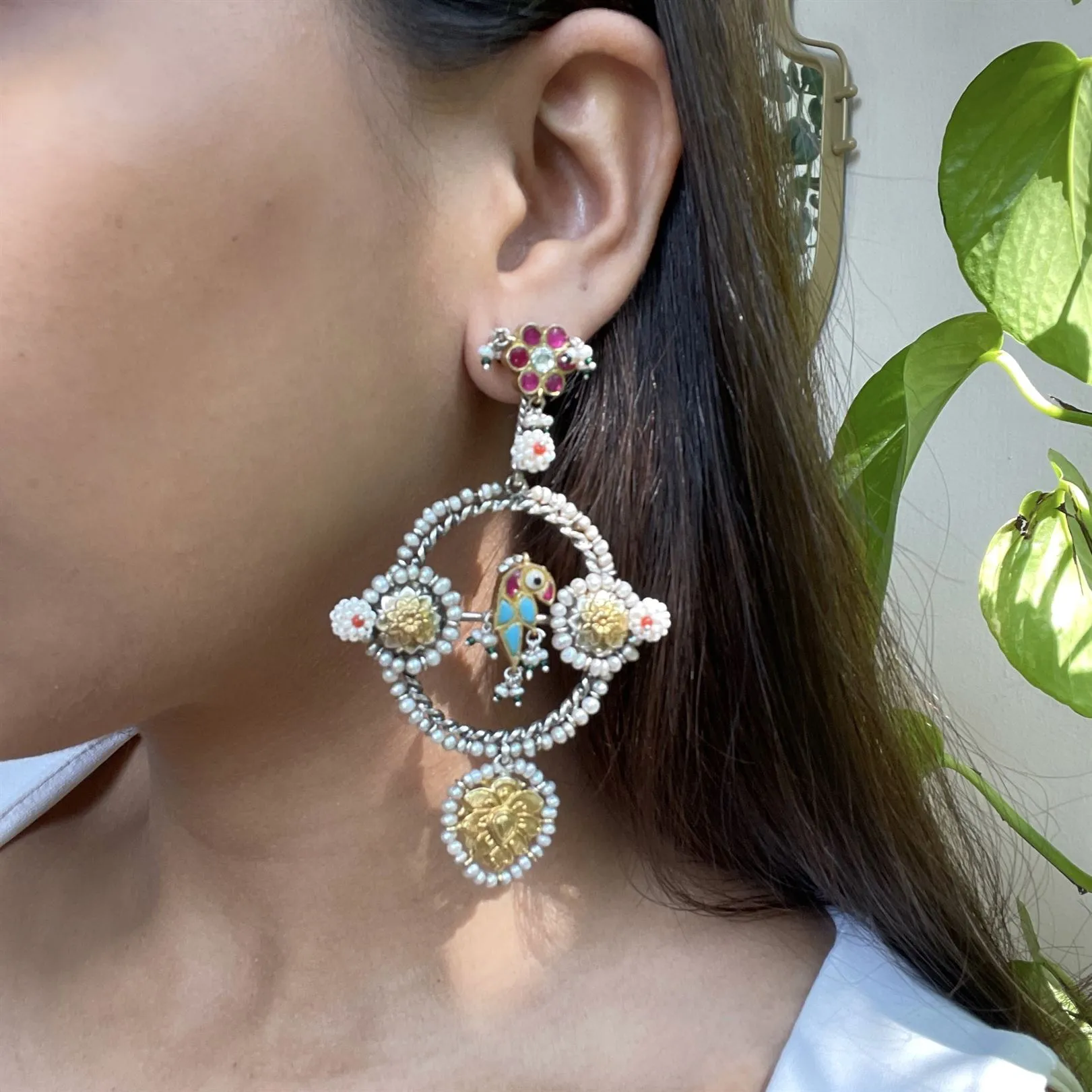 Sheetal Zaveri   I   Alia Earrings Hancrafted Earrings, Natural pearls used.  SZ-E95