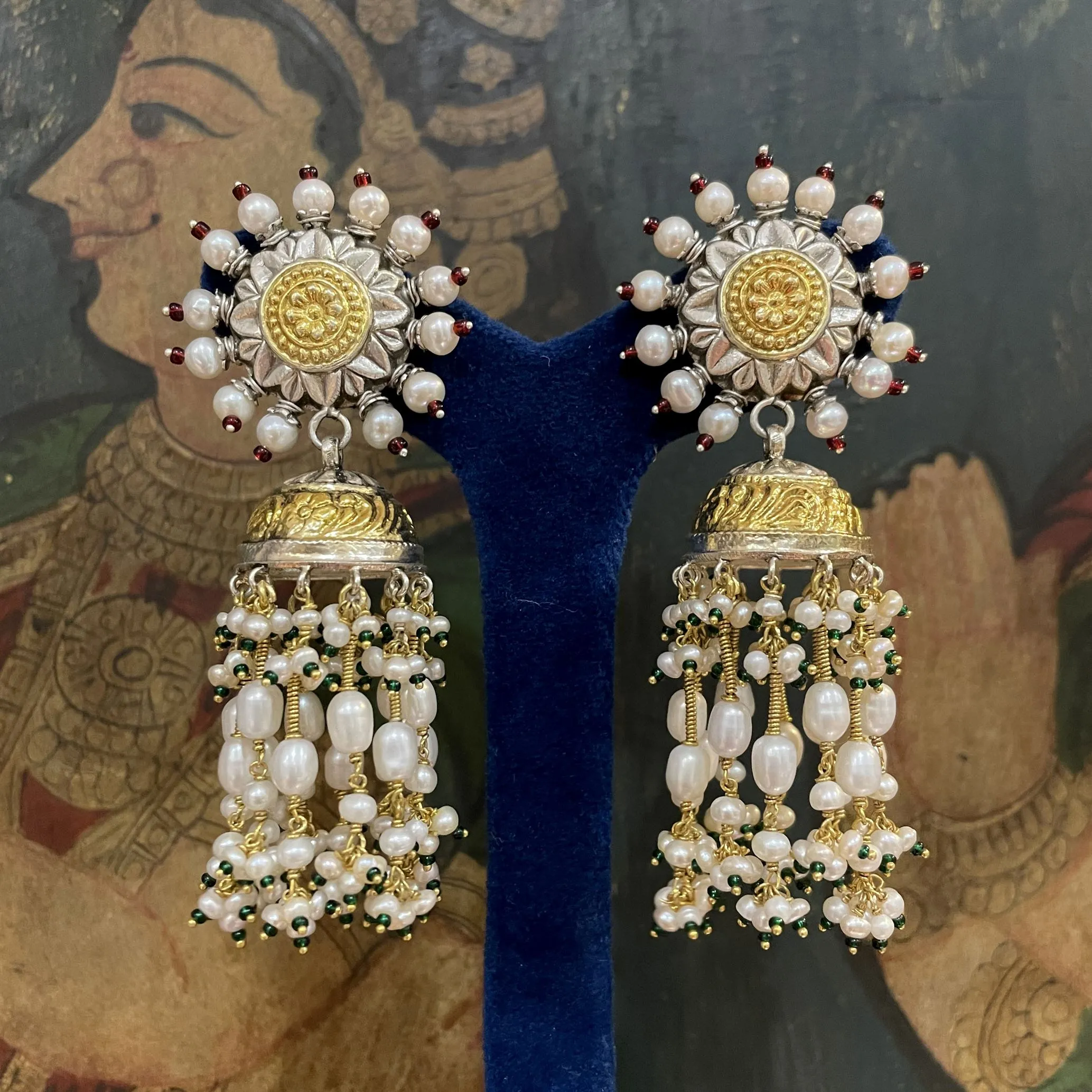 Sheetal Zaveri   I   Amulya Earrings Hancrafted Earrings, Natural pearls used.  SZ-E96a
