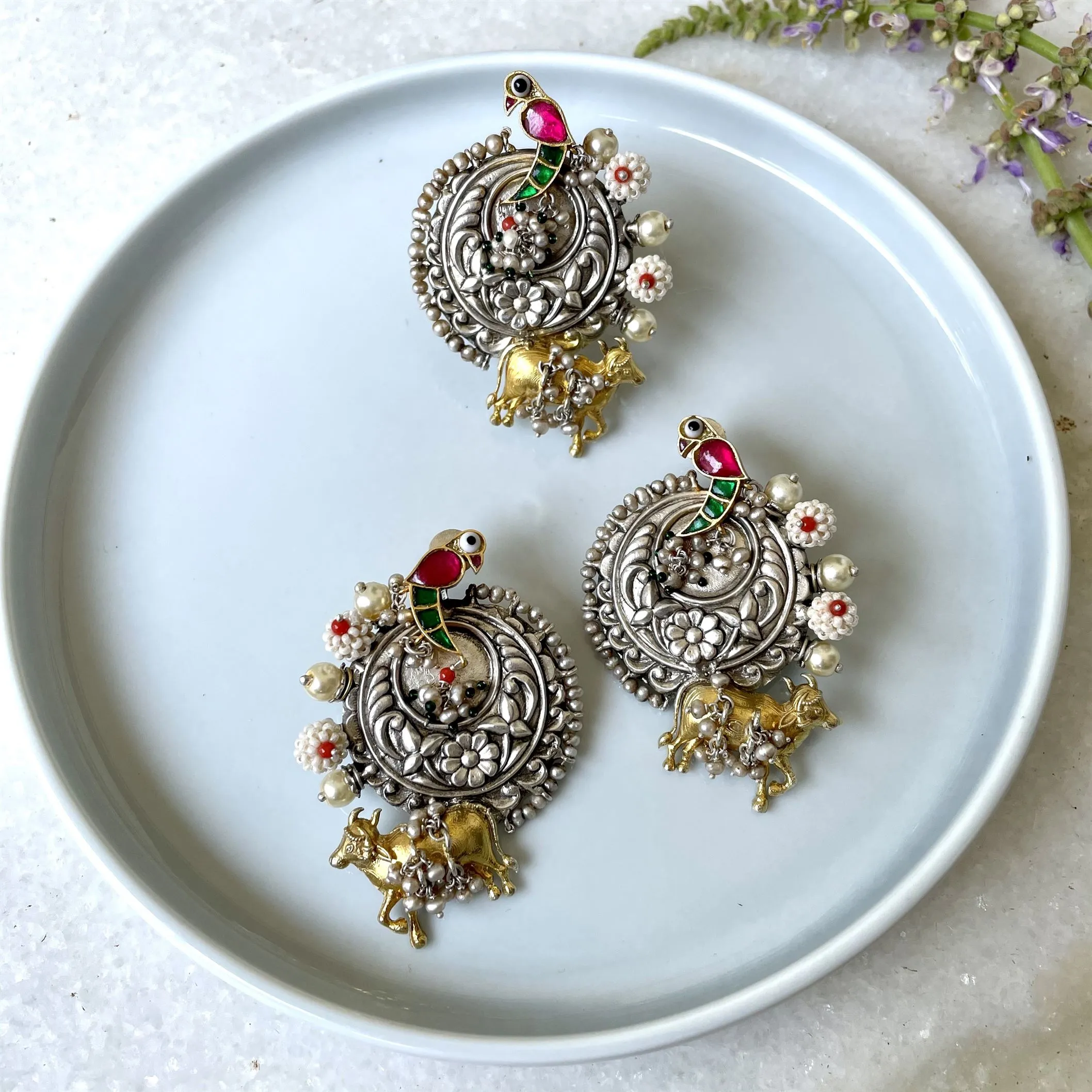 Sheetal Zaveri   I   Anu Studs Hancrafted Earrings, Natural pearls used.  SZ-E33