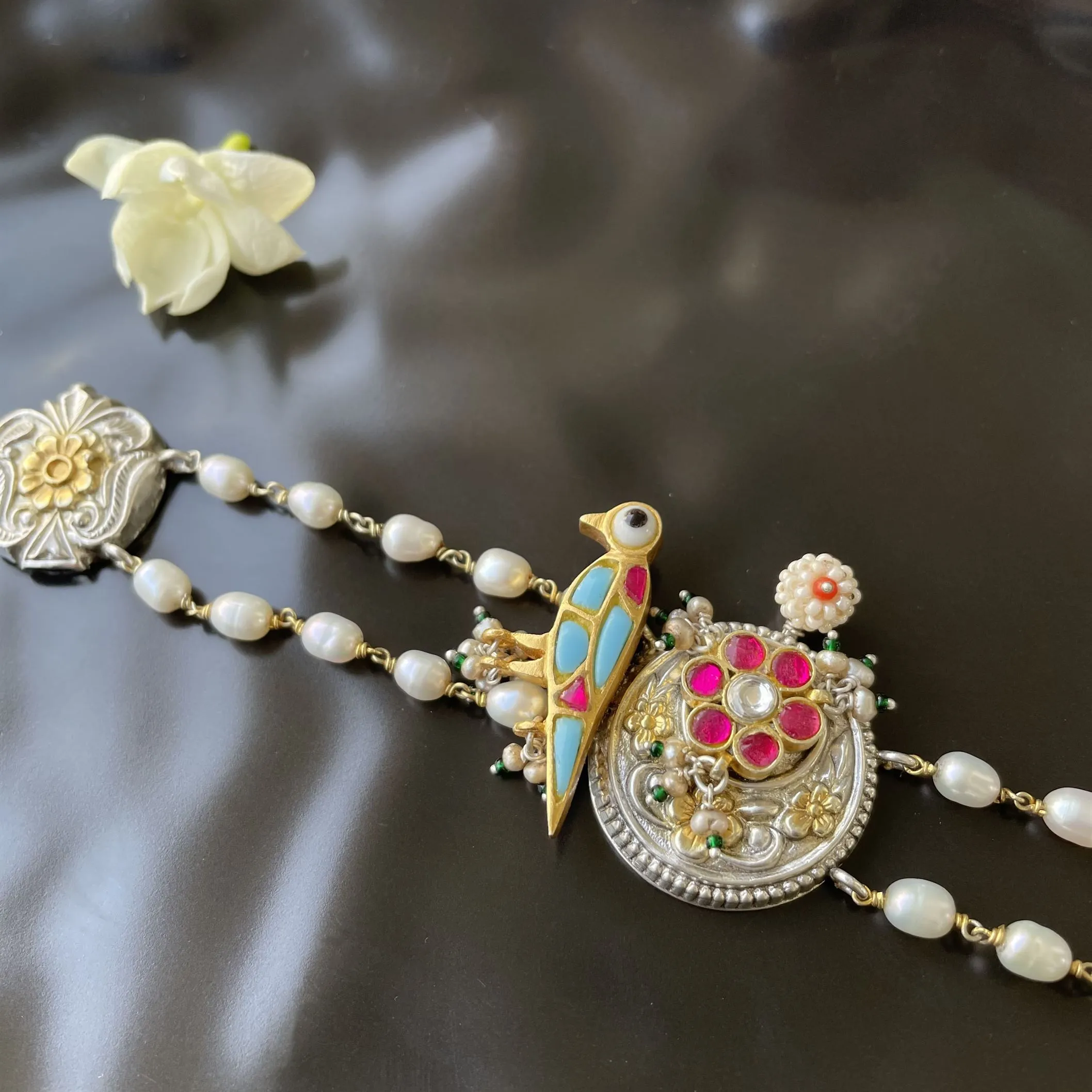 Sheetal Zaveri   I   Jheel Choker (Natural Pearls) Hancrafted Earrings, Natural pearls used.  SZ-C39b