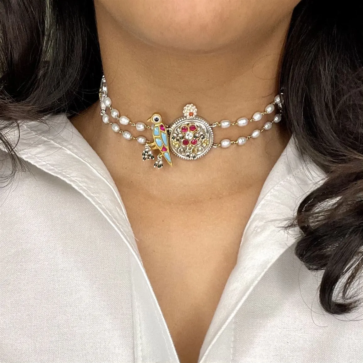 Sheetal Zaveri   I   Jheel Choker (Natural Pearls) Hancrafted Earrings, Natural pearls used.  SZ-C39b