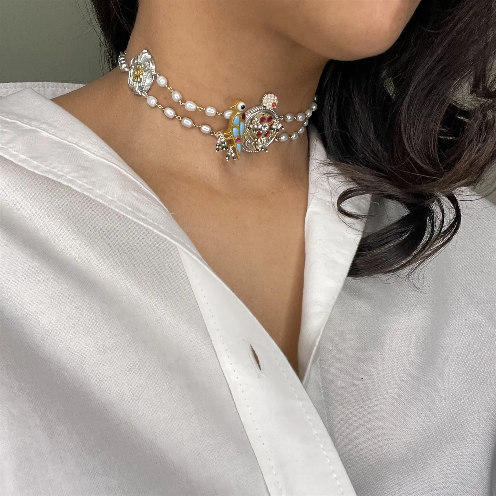 Sheetal Zaveri   I   Jheel Choker (Natural Pearls) Hancrafted Earrings, Natural pearls used.  SZ-C39b