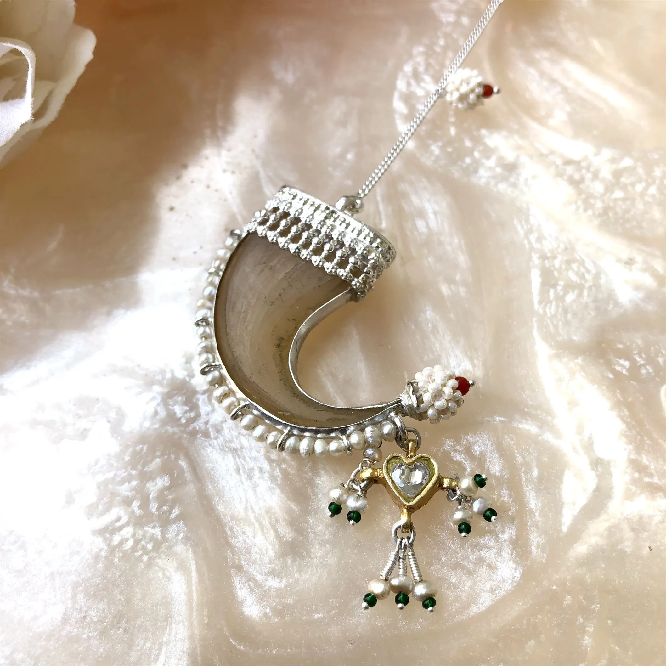 Sheetal Zaveri   I   Namur - Blue Flower Hancrafted Earrings, Natural pearls used.  SZ-CH27a