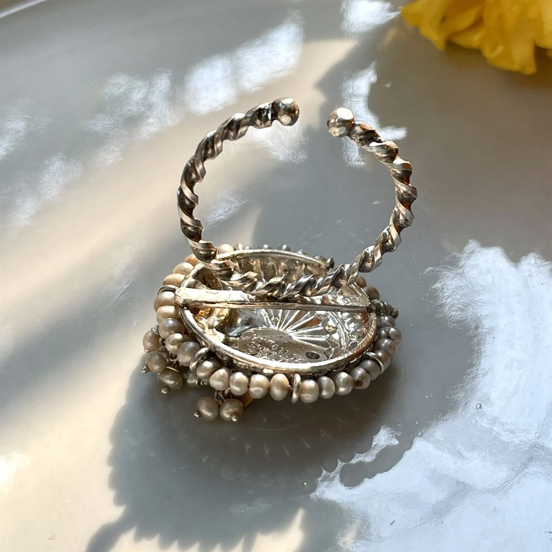 Sheetal Zaveri   I   Rimi Ring Hancrafted Earrings, Natural pearls used.  SZ-R27a