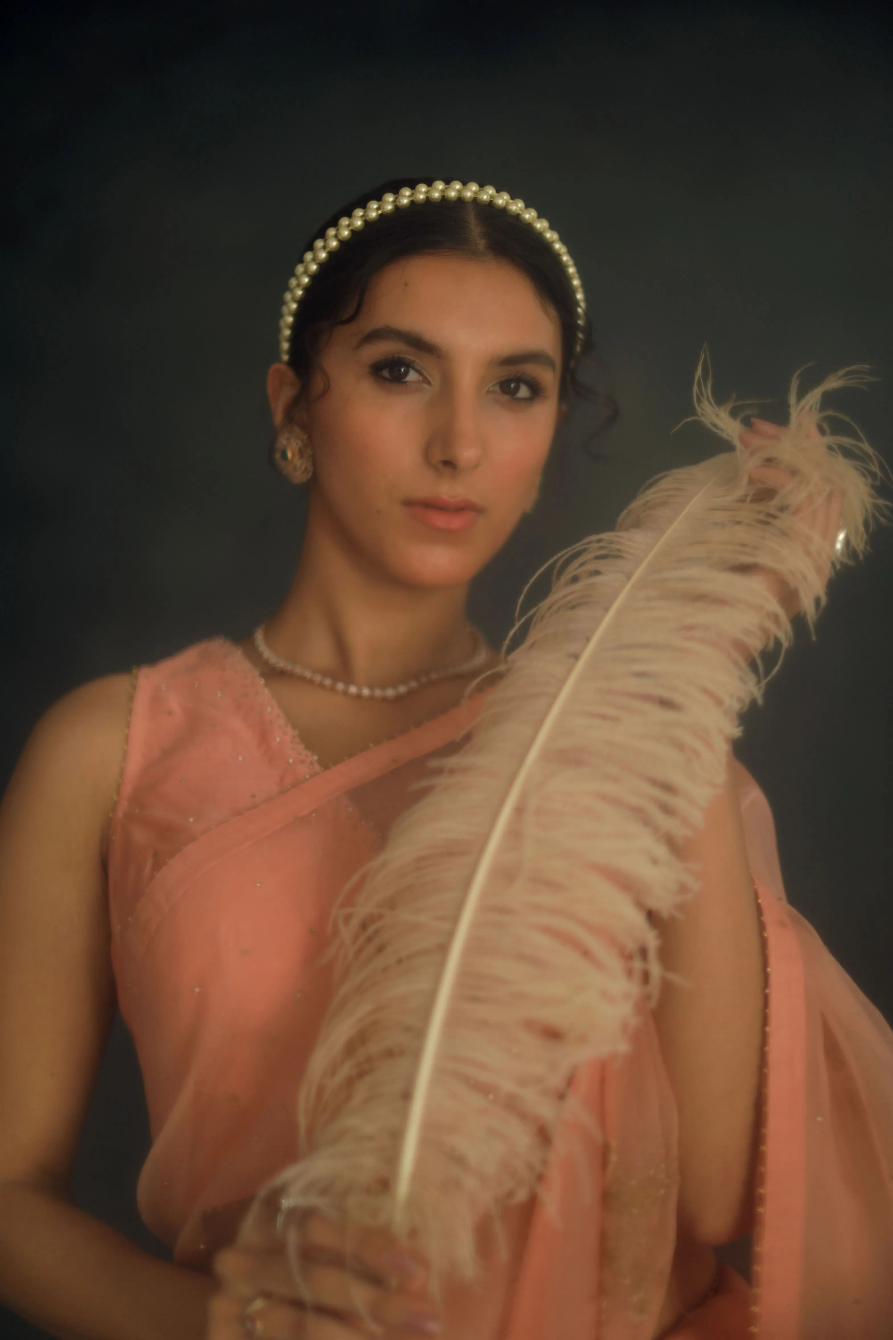 Shikha Mehta Kaif Salmon Savi Saree Set Silk Organza Silk Chanderi Pink Hana Ss21F-Ss