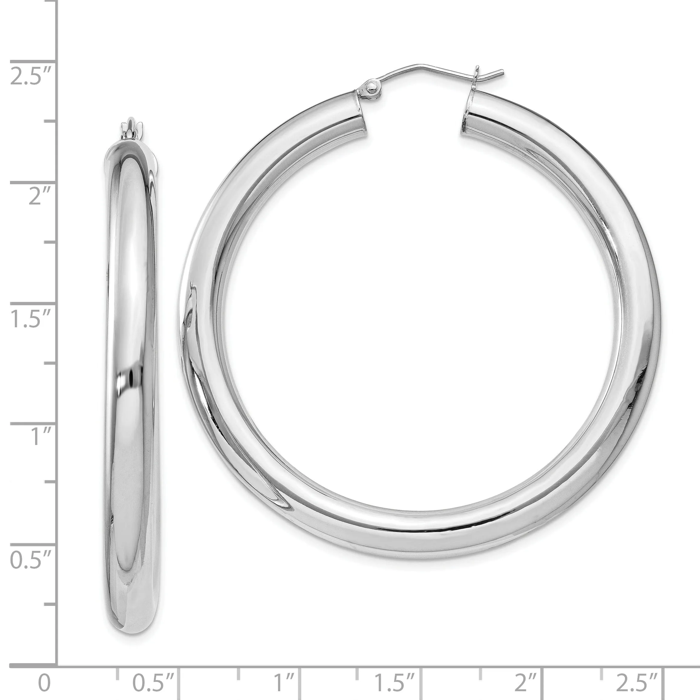 Silver Hollow Round Hoop Hinged Posts Earrings