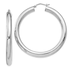 Silver Hollow Round Hoop Hinged Posts Earrings