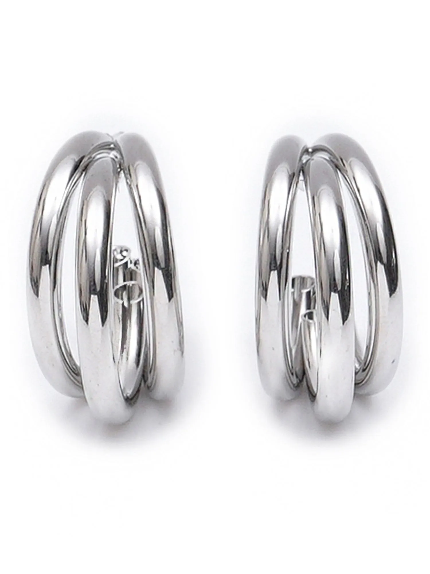 Silver-Toned Classic Half Hoop Earrings for Women