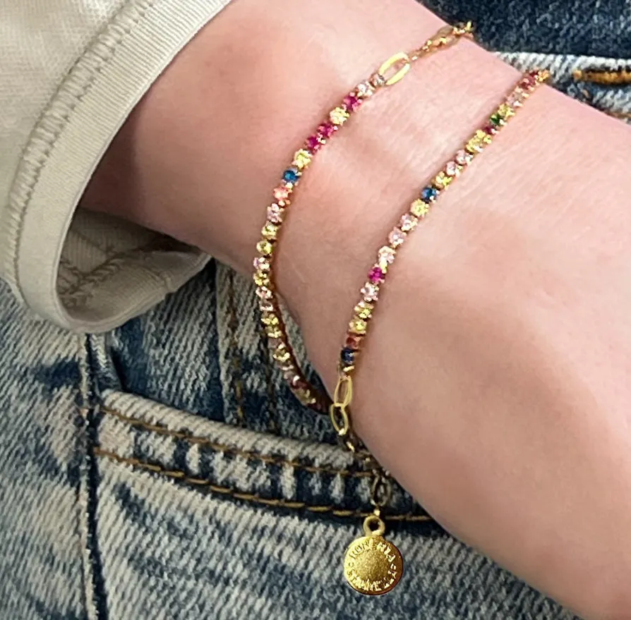 single row colorful confetti bracelet