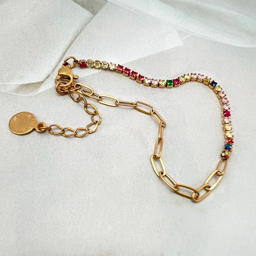 single row colorful confetti bracelet