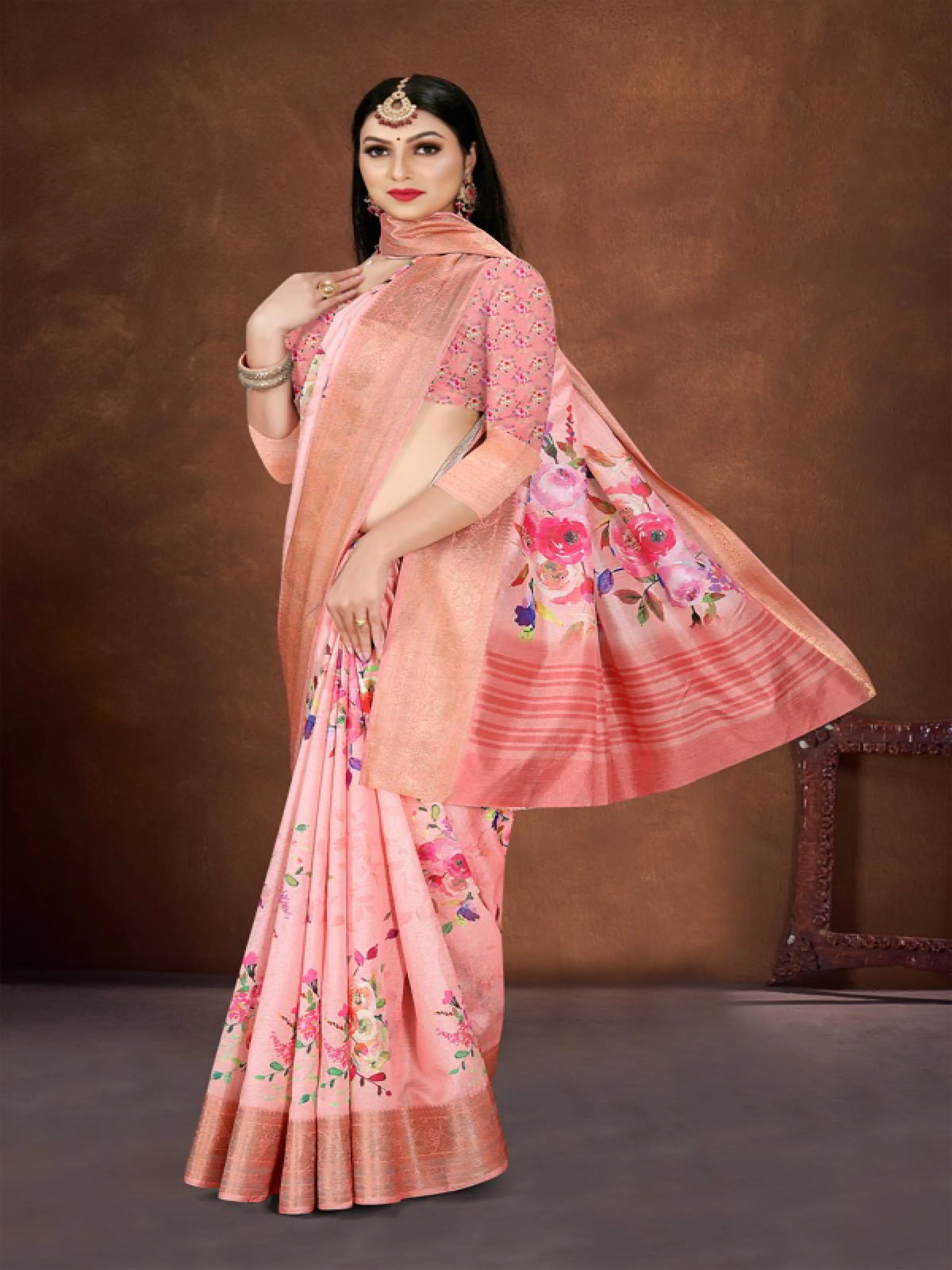 Sky Blue Crush Georgette Saree