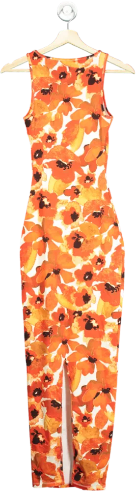 SLA The Label Orange Floral Maxi Dress UK XXS