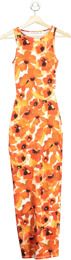 SLA The Label Orange Floral Maxi Dress UK XXS