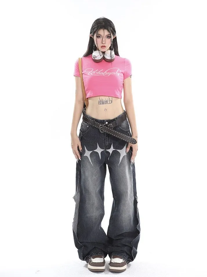 Slouchy Deconstructed Star Jeans