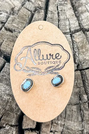 Small Turquoise Oval Stud Earrings