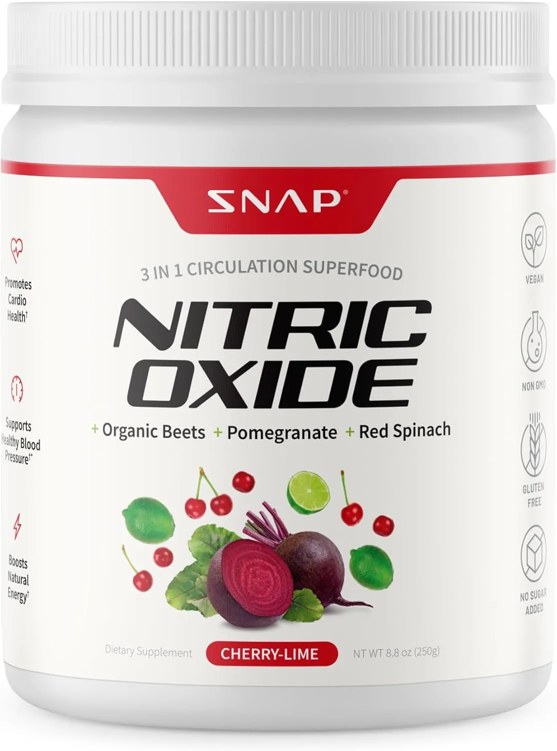 Snap Supplements Organic Beet Root Powder, Nitric Oxide Superfood Supplement with Beets, B Vitamins, Pomegranate & Red Spinach for Energy