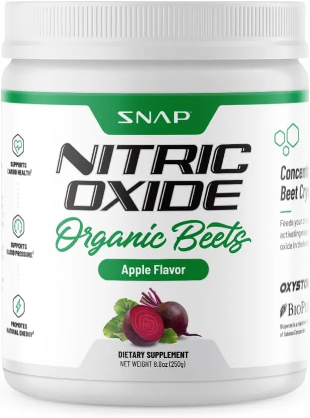 Snap Supplements Organic Beet Root Powder, Nitric Oxide Superfood Supplement with Beets, B Vitamins, Pomegranate & Red Spinach for Energy