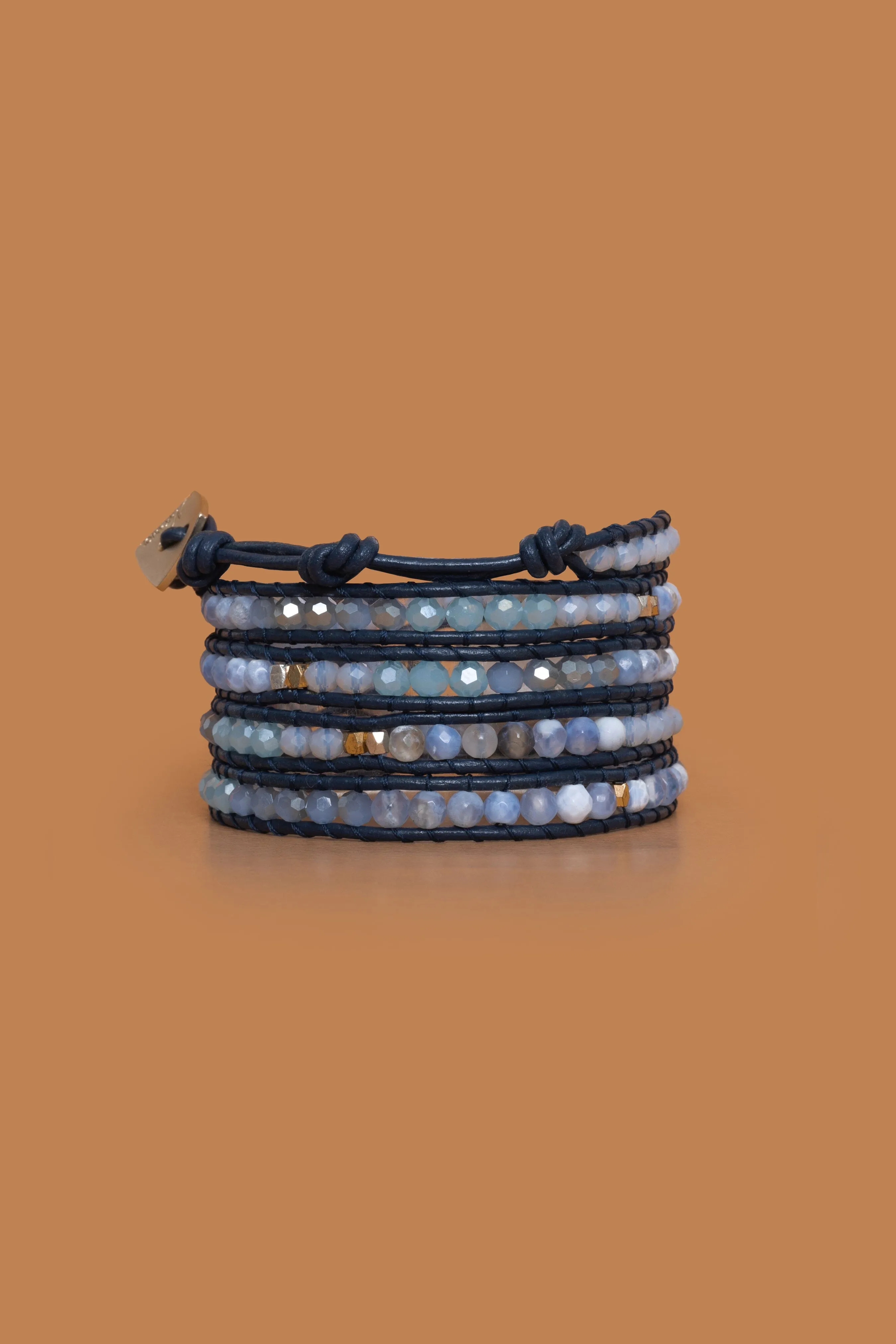 Soft Blue Moonstone Five Layer Wrap
