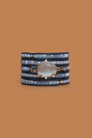 Soft Blue Moonstone Five Layer Wrap
