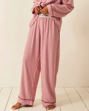Soft Brushed Woven Pyjama Bottoms - Red Stripe