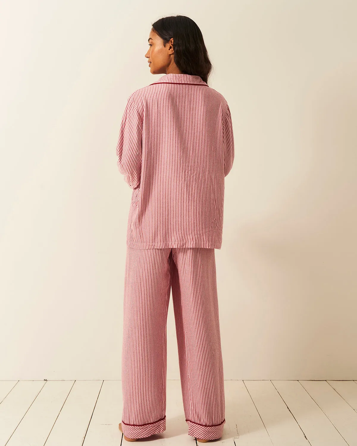 Soft Brushed Woven Pyjama Bottoms - Red Stripe