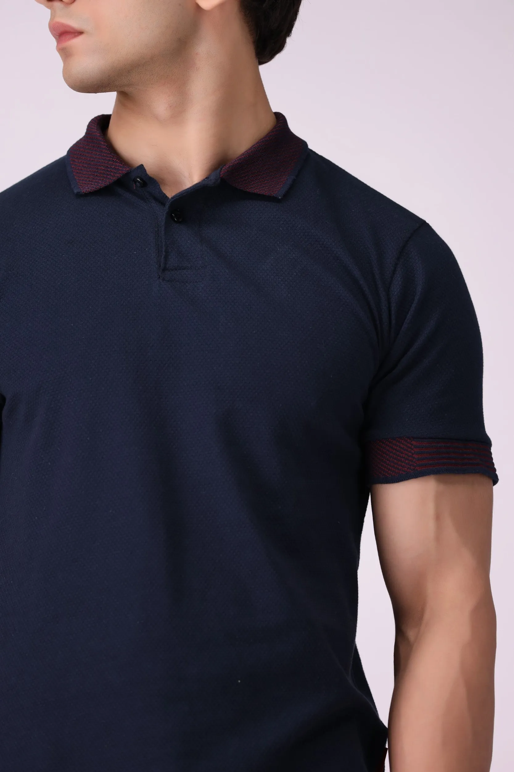 SoftPop Navy Textured Polo Shirt