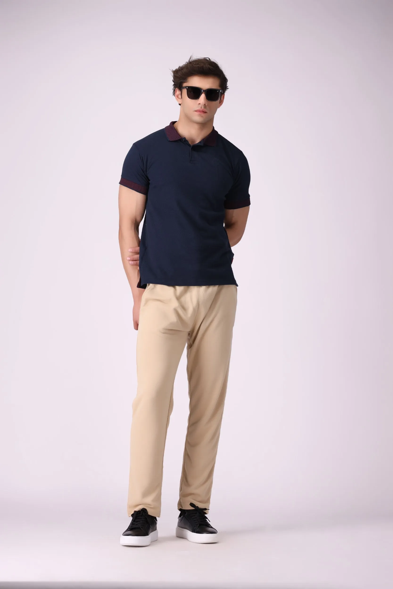 SoftPop Navy Textured Polo Shirt