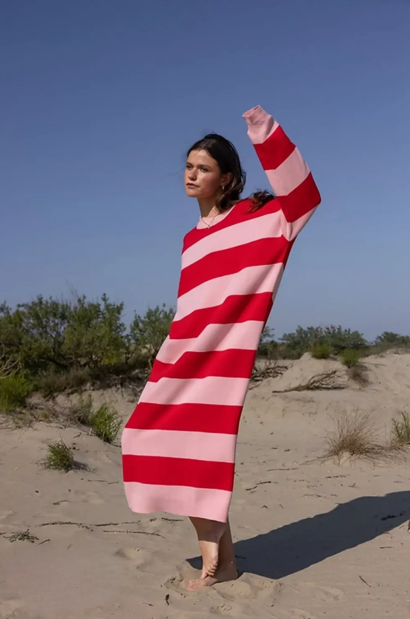 Soleil Dress - Striped Midi Style for Woman