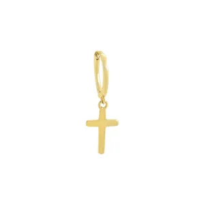 Solid Dangling Cross Huggie Earring
