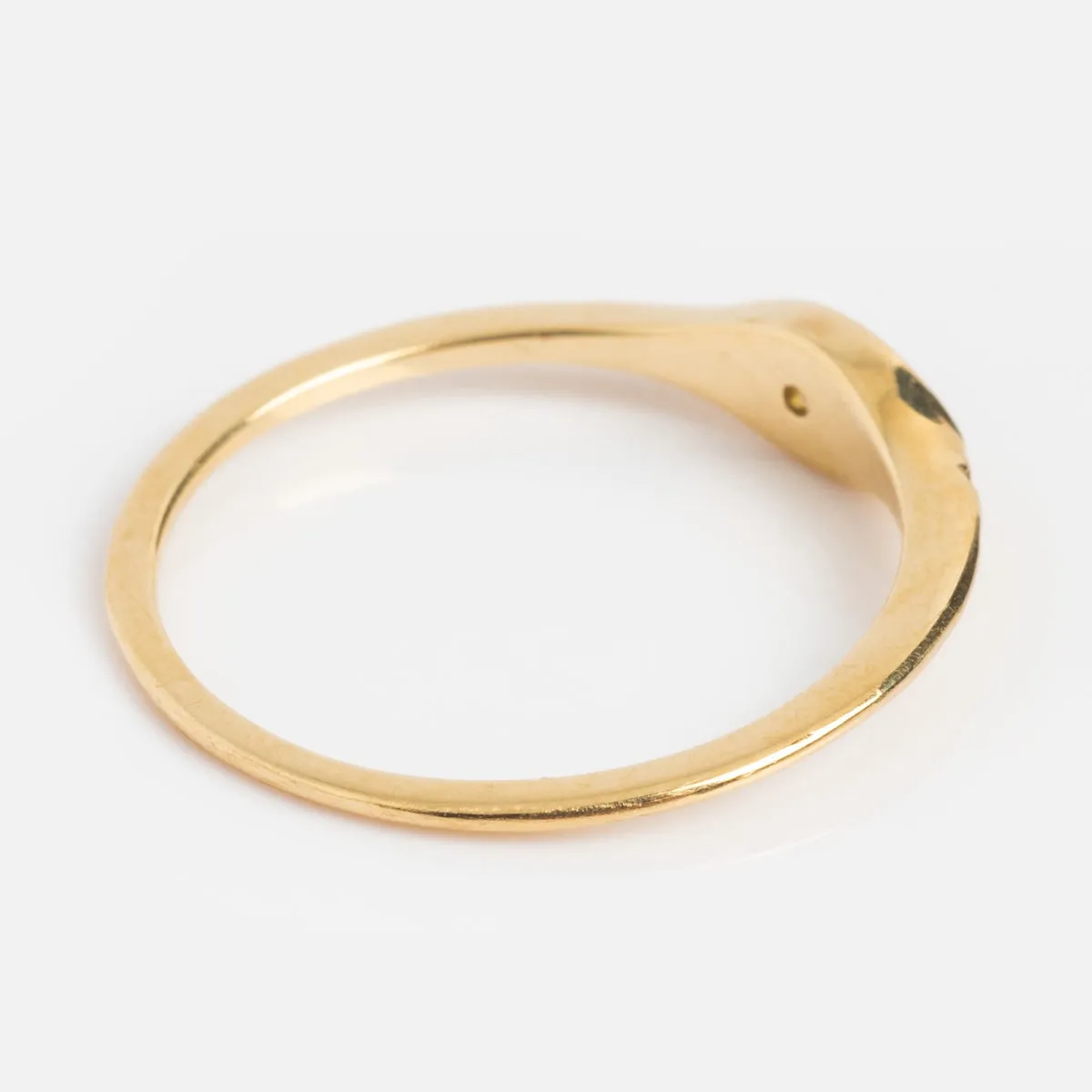 Solid Gold Delicate Moonstone Evil Eye Signet Ring