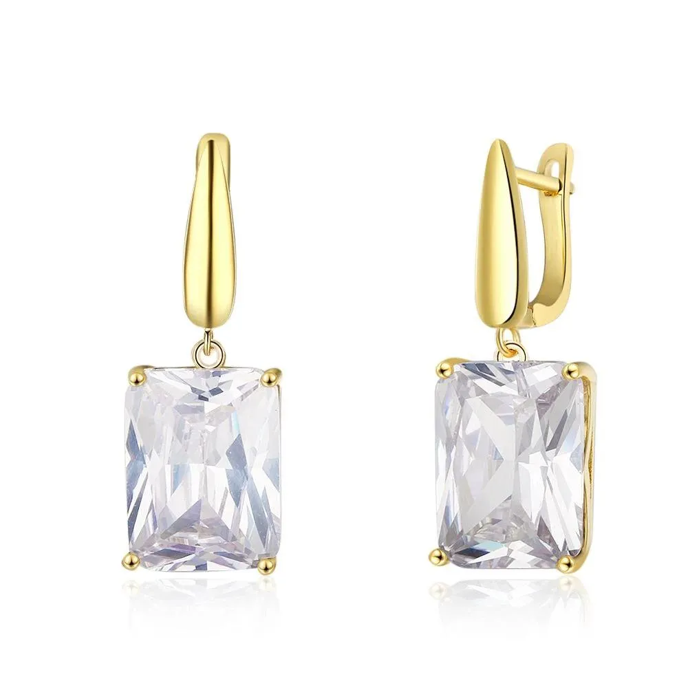 Square Cubic Zirconia Drop Earring Gold Color Fashion Party Jewelry Earrings For Women Best Gift For Her