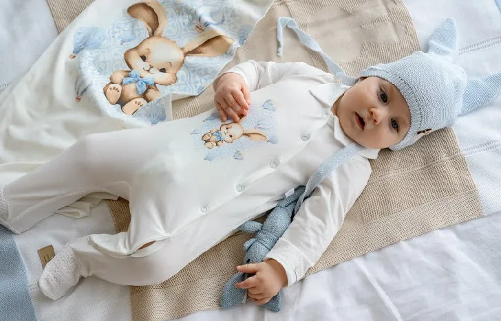 SS25 Jamiks - ROBIN Blue Bunny Babygrow