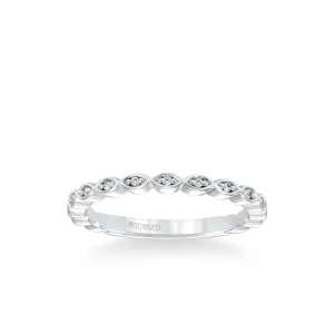 Stackable Band with Diamond Petal Design