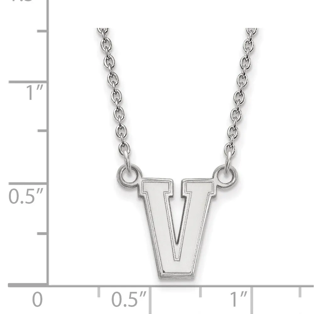 Sterling S. Rh-p Vanderbilt University Small Pendant w/Necklace