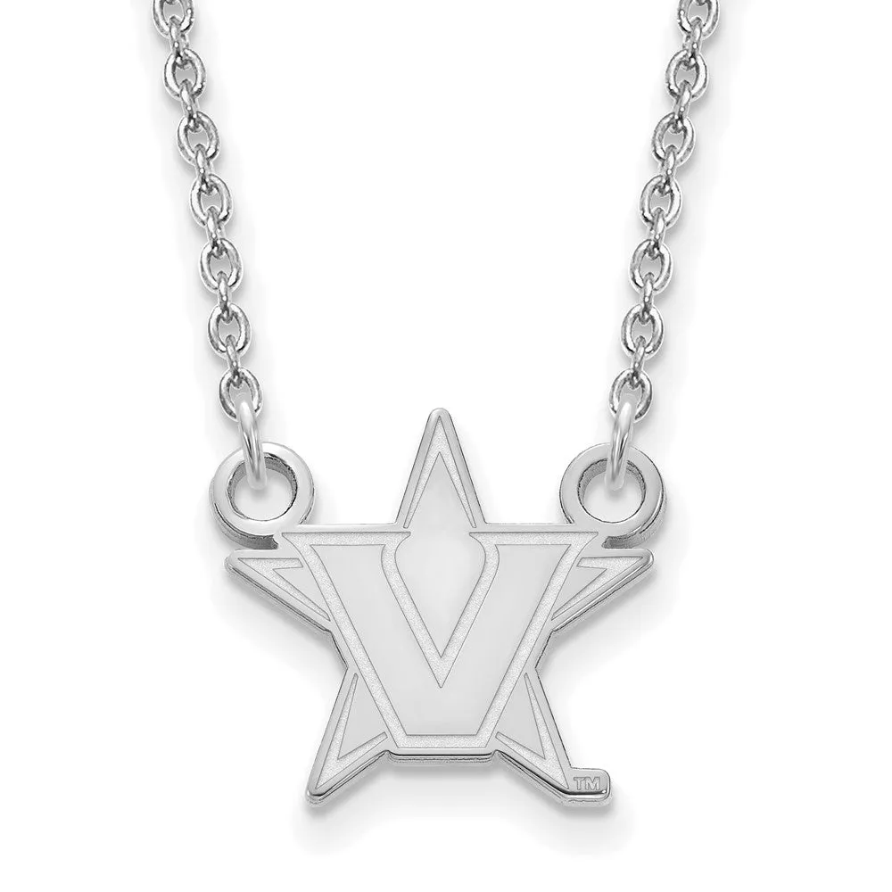 Sterling S. Rh-p Vanderbilt University Small Pendant w/Necklace