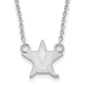 Sterling S. Rh-p Vanderbilt University Small Pendant w/Necklace