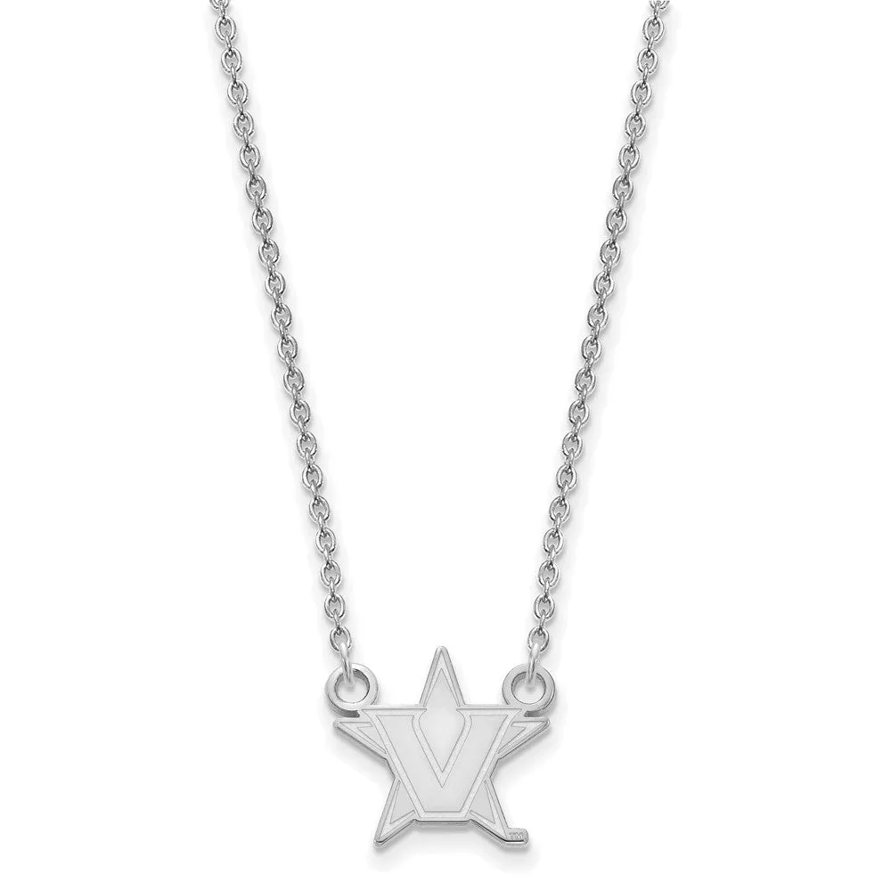 Sterling S. Rh-p Vanderbilt University Small Pendant w/Necklace