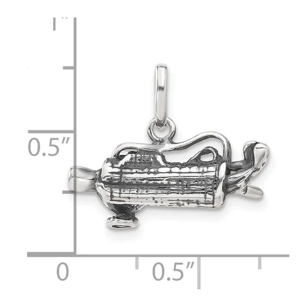 Sterling Silver 3-D Antiqued Golf Bag Charm