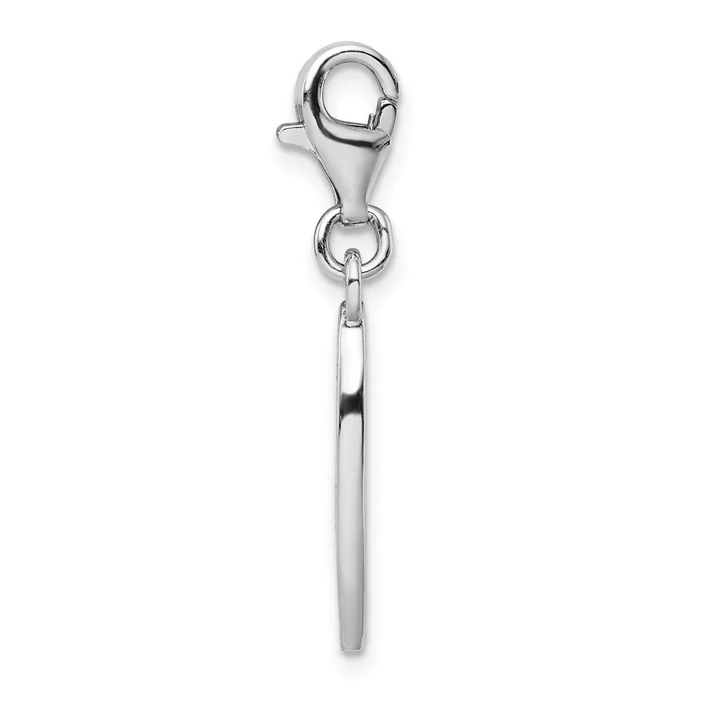 Sterling Silver Amore La Vita Rhod-pl Enameled Surf Board Flowers Charm